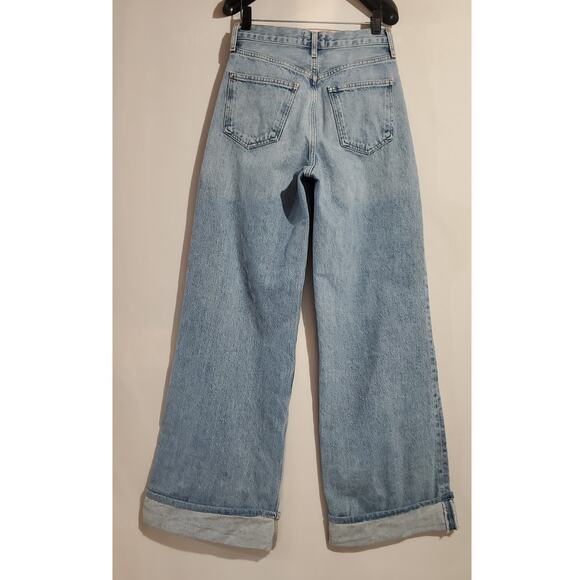 Agolde Dame High Rise Button Fly Wide Leg Light Wash Jeans Size 24 Baggy Skater - Picture 2 of 12